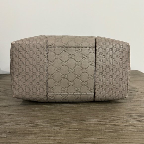 GUCCI Grey Monogrammed Leather Top Handle Bag - Picture 6 of 14